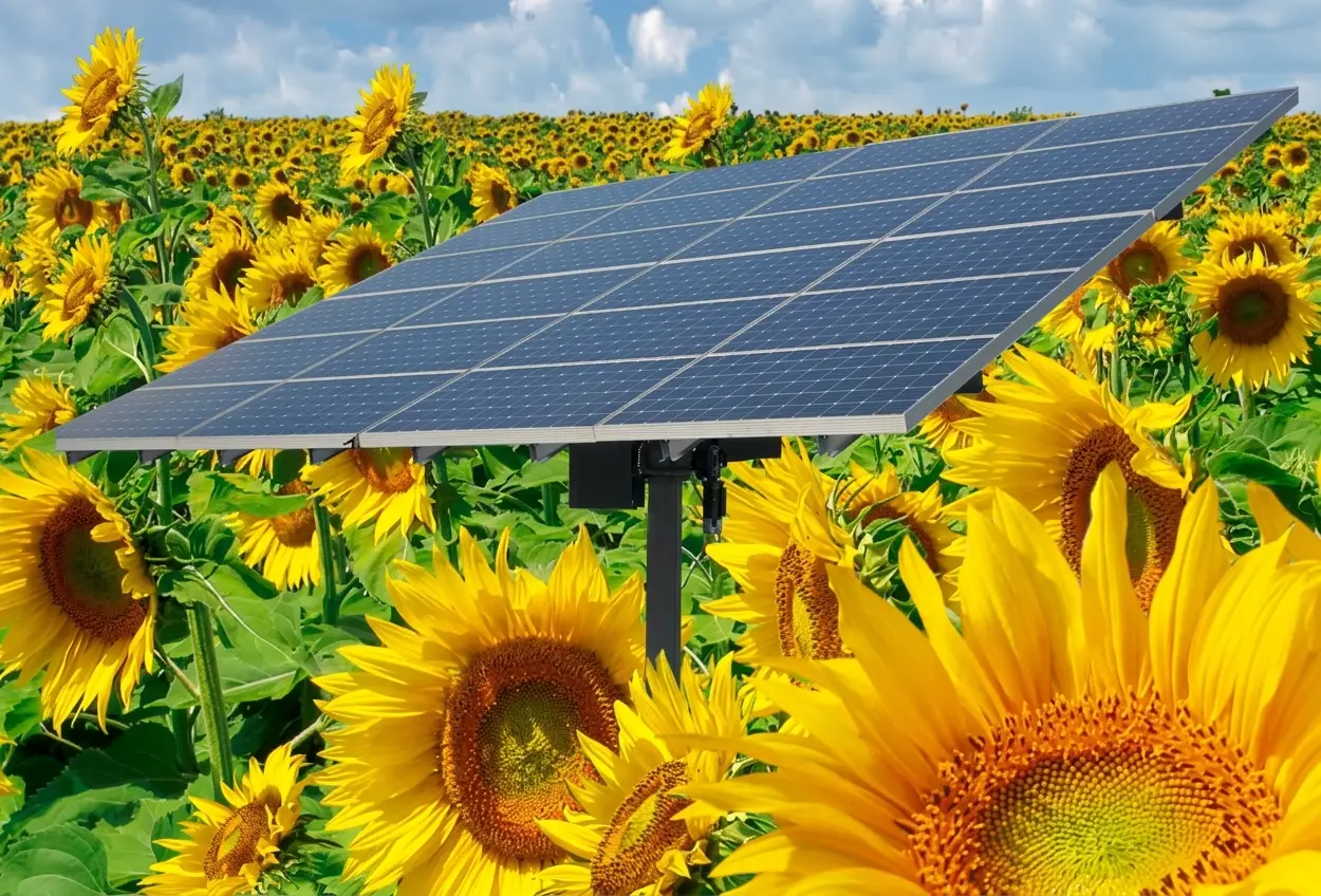 Usina solar com rastreadores biaxiais Girasole
